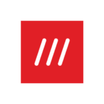 A red square with three white diagonal lines centered on a light gray background.