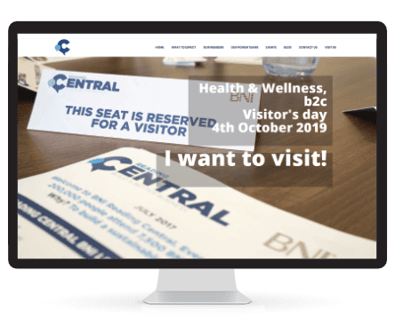 Computer screen displays a webpage promoting a visitor’s day event with event details visible.